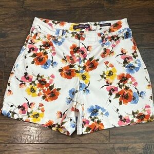 Gloria Vanderbilt White Floral Cotton Shorts